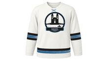 Load image into Gallery viewer, Basel Original Hockey Jersey in Limestone White, front view – custom name and number