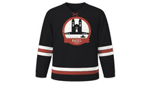 Load image into Gallery viewer, Basel Original Hockey Jersey in Old Town Black, front view – custom name and number