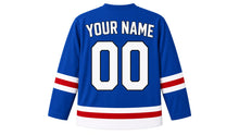 Load image into Gallery viewer, Bastille Day Original Hockey Jersey in Blue, back view with your name and number