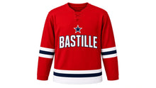 Load image into Gallery viewer, Bastille Day Original Hockey Jersey in Red, front view – custom name and number