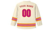 Load image into Gallery viewer, Bathukamma Original Hockey Jersey in Cream, back view with your name and number