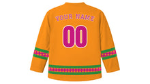 Load image into Gallery viewer, Bathukamma Original Hockey Jersey in Marigold Orange, back view with your name and number