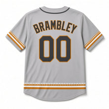Load image into Gallery viewer, Amber Pour Beer Baseball Jersey in Smoke Gray, back view with your name and number