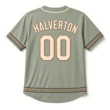 Load image into Gallery viewer, Bottle Cap Beer Baseball Jersey in Hop Sage Green, back view with your name and number