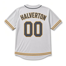 Load image into Gallery viewer, Bottle Cap Beer Baseball Jersey in Cap Silver Gray, back view with your name and number