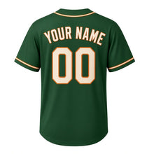 Load image into Gallery viewer, Beer Garden Prost Milwaukee Baseball Jersey in Hop Garden Green, back view with your name and number – bold block name and number with piped sleeves
