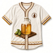 Load image into Gallery viewer, Growler Fill Beer Baseball Jersey in Malt Cream, front view – custom name and number
