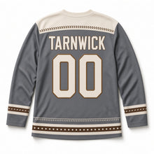 Load image into Gallery viewer, Mash Paddles Crossed Beer Hockey Jersey in Mash Slate, back view with your name and number