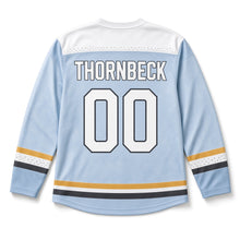 Load image into Gallery viewer, Pilsner Sparkle Beer Hockey Jersey in Glacier Ice Blue, back view with your name and number