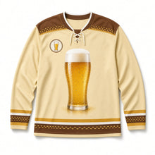 Load image into Gallery viewer, Pilsner Sparkle Beer Hockey Jersey in Pale Straw, front view – custom name and number