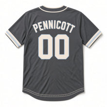 Load image into Gallery viewer, Starlit Toast Beer Baseball Jersey in Midnight Charcoal, back view with your name and number
