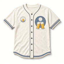 Load image into Gallery viewer, Starlit Toast Beer Baseball Jersey in Moonlight Cream, front view – custom name and number