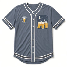 Load image into Gallery viewer, Starlit Toast Beer Baseball Jersey in Dusk Slate Blue, front view – custom name and number