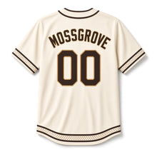 Load image into Gallery viewer, Stout Cascade Beer Baseball Jersey in Ivory Head Cream, back view with your name and number