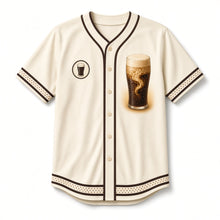 Load image into Gallery viewer, Stout Cascade Beer Baseball Jersey in Ivory Head Cream, front view – custom name and number