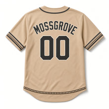 Load image into Gallery viewer, Stout Cascade Beer Baseball Jersey in Toasted Oat, back view with your name and number