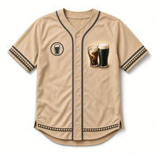 Load image into Gallery viewer, Stout Cascade Beer Baseball Jersey in Toasted Oat, front view – custom name and number