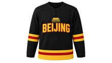 Load image into Gallery viewer, Beijing Original Hockey Jersey in Black, front view – custom name and number