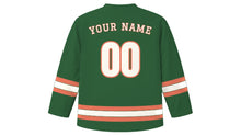 Load image into Gallery viewer, Beirut Original Hockey Jersey in Cedar Green, back view with your name and number