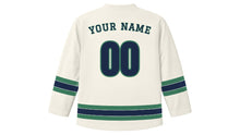 Load image into Gallery viewer, Belfast Original Hockey Jersey in Linen White, back view with your name and number