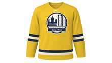 Load image into Gallery viewer, Belfast Original Hockey Jersey in Shipyard Yellow, front view – custom name and number