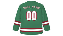 Load image into Gallery viewer, Belgrade Original Hockey Jersey in Sava Green, back view with your name and number