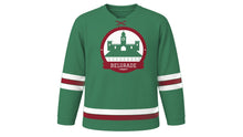 Load image into Gallery viewer, Belgrade Original Hockey Jersey in Sava Green, front view – custom name and number