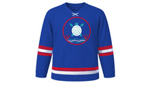 Load image into Gallery viewer, Belize Independence Day Original Hockey Jersey in Belize Blue, front view – custom name and number