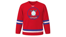 Load image into Gallery viewer, Belize Independence Day Original Hockey Jersey in Belize Red, front view – custom name and number