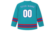 Load image into Gallery viewer, Belize Independence Day Original Hockey Jersey in Reef Teal, back view with your name and number