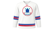 Load image into Gallery viewer, Belize Independence Day Original Hockey Jersey in White, front view – custom name and number