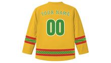 Load image into Gallery viewer, Beltane Original Hockey Jersey in May Gold, back view with your name and number