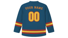 Load image into Gallery viewer, Bergen Original Hockey Jersey in Fjord Blue, back view with your name and number