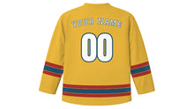 Load image into Gallery viewer, Bergen Original Hockey Jersey in Wharf Yellow, back view with your name and number