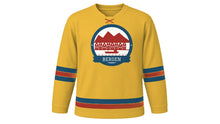 Load image into Gallery viewer, Bergen Original Hockey Jersey in Wharf Yellow, front view – custom name and number