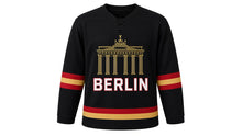 Load image into Gallery viewer, Berlin Original Hockey Jersey in Black, front view – custom name and number