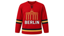 Load image into Gallery viewer, Berlin Original Hockey Jersey in Red, front view – custom name and number