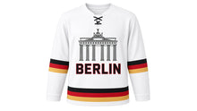 Load image into Gallery viewer, Berlin Original Hockey Jersey in White, front view – custom name and number