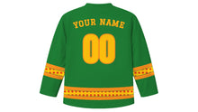 Load image into Gallery viewer, Bhai Dooj Original Hockey Jersey in Green, back view with your name and number
