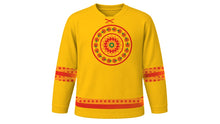 Load image into Gallery viewer, Bhai Dooj Original Hockey Jersey in Marigold Yellow, front view – custom name and number
