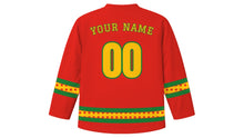 Load image into Gallery viewer, Bhai Dooj Original Hockey Jersey in Red, back view with your name and number