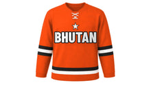 Load image into Gallery viewer, Bhutan Original Hockey Jersey in Orange, front view – custom name and number