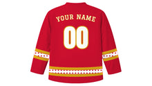 Load image into Gallery viewer, Bihu Original Hockey Jersey in Gamosa Red, back view with your name and number