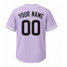 Load image into Gallery viewer, Bird Bath Milwaukee Baseball Jersey in Twilight Lavender, back view with your name and number – custom block name and number with ripple-pattern sleeves