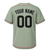 Load image into Gallery viewer, Bird Bath Milwaukee Baseball Jersey in Backyard Sage, back view with your name and number – custom block name and number with ripple-pattern sleeves