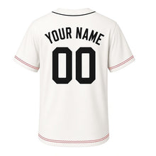 Load image into Gallery viewer, Bird Bath Milwaukee Baseball Jersey in Garden Stone White, back view with your name and number – custom block name and number with ripple-pattern sleeves