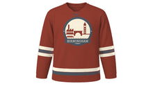 Load image into Gallery viewer, Birmingham Original Hockey Jersey in Brick Red, front view – custom name and number