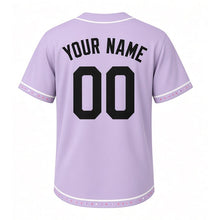 Load image into Gallery viewer, Birthday Cake Milwaukee Baseball Jersey in Party Lavender, back view with your name and number – custom block name and number with confetti-pattern sleeves