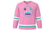 Load image into Gallery viewer, Birthday Original Hockey Jersey in Pink, front view – custom name and number
