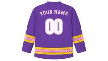Load image into Gallery viewer, Birthday Original Hockey Jersey in Purple, back view with your name and number